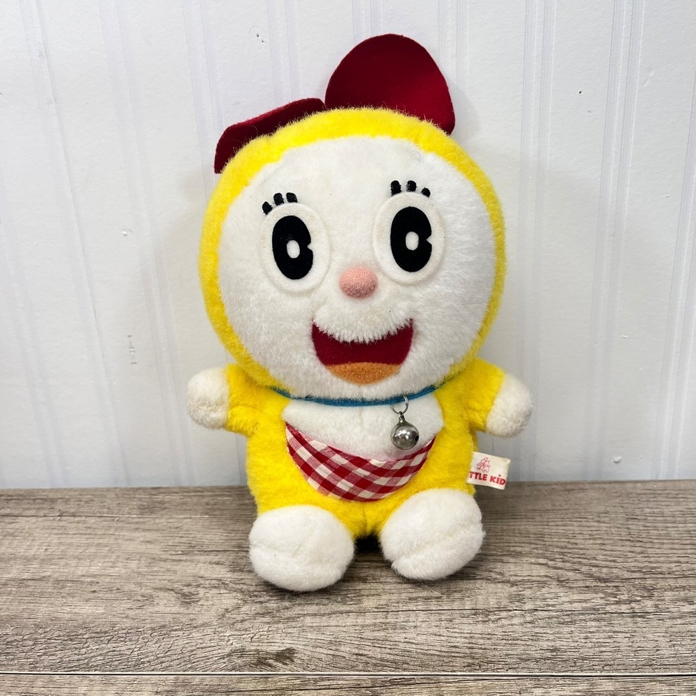 Bandai Dorami Doraemon Vintage Fuzzy Plush Toy Japan 1991‎ Doll Yellow Cat 8.5"